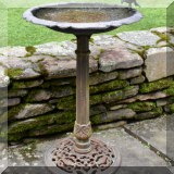 L06. Metal bird bath 28”h x 20”w 